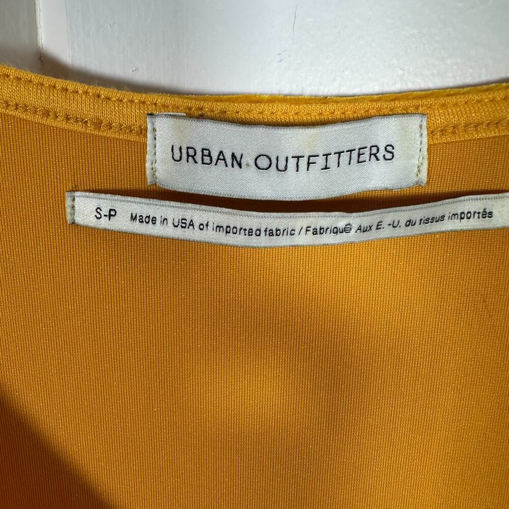 Urban Outfitters Velvet Mini Dress Small Yellow Flutter Sleeve Empire Waist - Picture 6 of 8